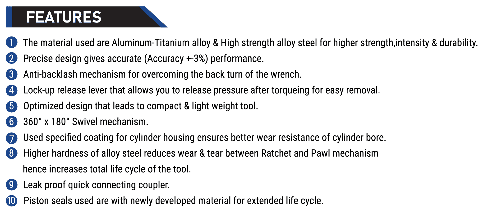 Square Drive Hydraulic Torque Wrench